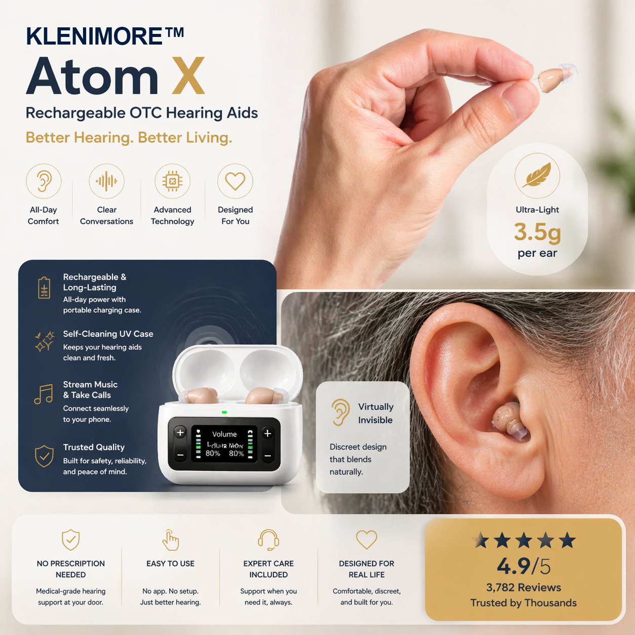🔥 Today Only! 👂KLENIMORE™ Atom X Smart Hearing Aids — Hear Clearly, Feel Confident Again 💖🔊
