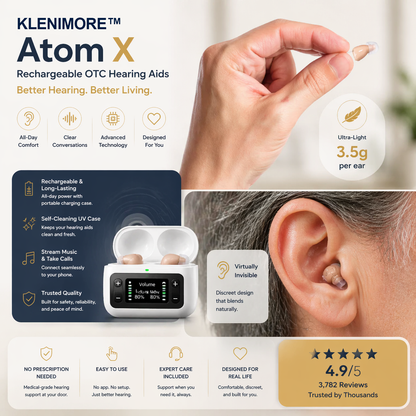 🔥 Today Only! 👂KLENIMORE™ Atom X Smart Hearing Aids — Hear Clearly, Feel Confident Again 💖🔊